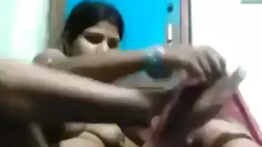 Unsatisfied village wife fingering pussy in horniness