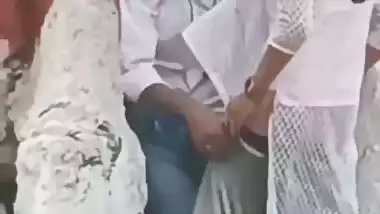 College couple enjoys outdoor sex below a big tree