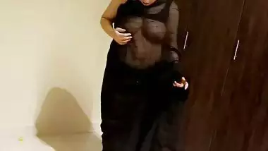Transparent saree boobs show and naked video of busty wife