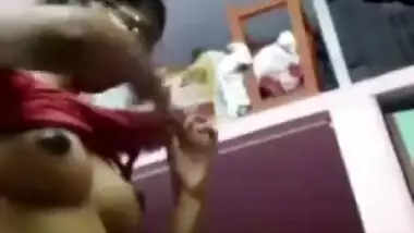 Slim south Indian girl changing dress on video call