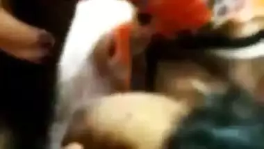 My stepsister gives a quick Indian blowjob to me