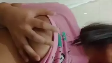 Big boobs cute girl in glasses showing topless body