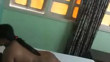Tight ass Tamil wife fucking husband by lying over him