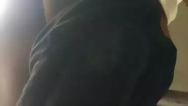 Fingering pussy of horny GF on staircase