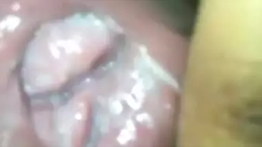 Extreme close up of real virgin wet creamy pussy