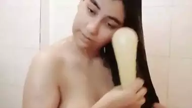 Long haired desi bhabhi strip bathing video clip