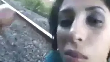 Horny NRI Gives A Hot Blowjob On Train Track