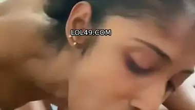 Slim wife licking dick and blowjob like a pro slut