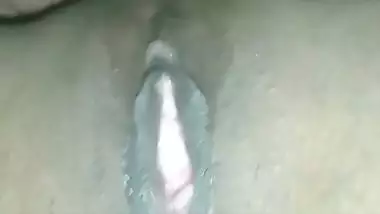 Man licks his wife’s shaved pussy like a dog