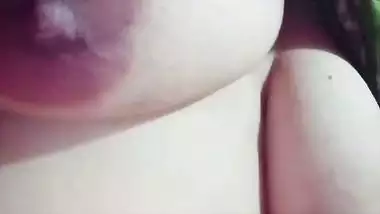 Unsatisfied cute bhabhi topless selfie showing long boobs