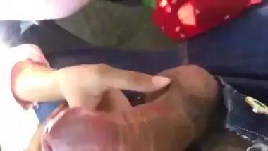 Beautiful girl handjob and blowjob