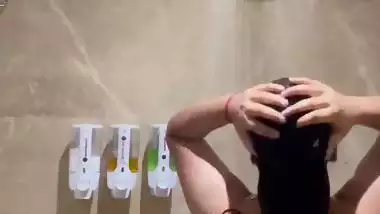 Sexy big boob girl shoots her nude MMS taking a shower